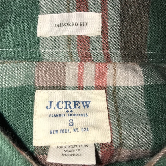 Green, orange and white J. Crew flannel - Picture 3 of 5